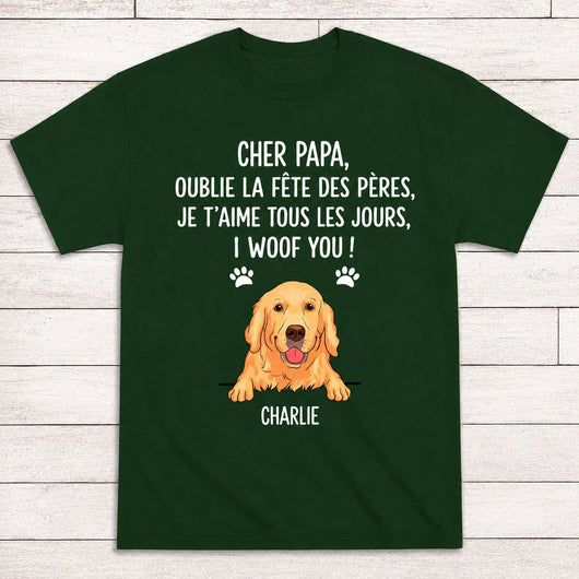 T-shirt personalizzata in cotone con il cane del papà